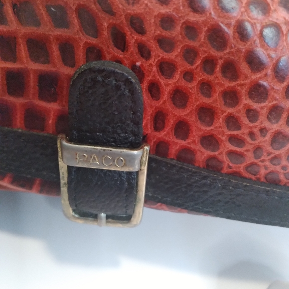 PACO faux Red Snake Skin tote - Picture 3 of 5